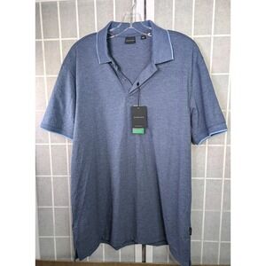 Dunning Men's Polo Shirt NWT Large Blue Outdoors Buttons Cotton Blend Cool Max‎
